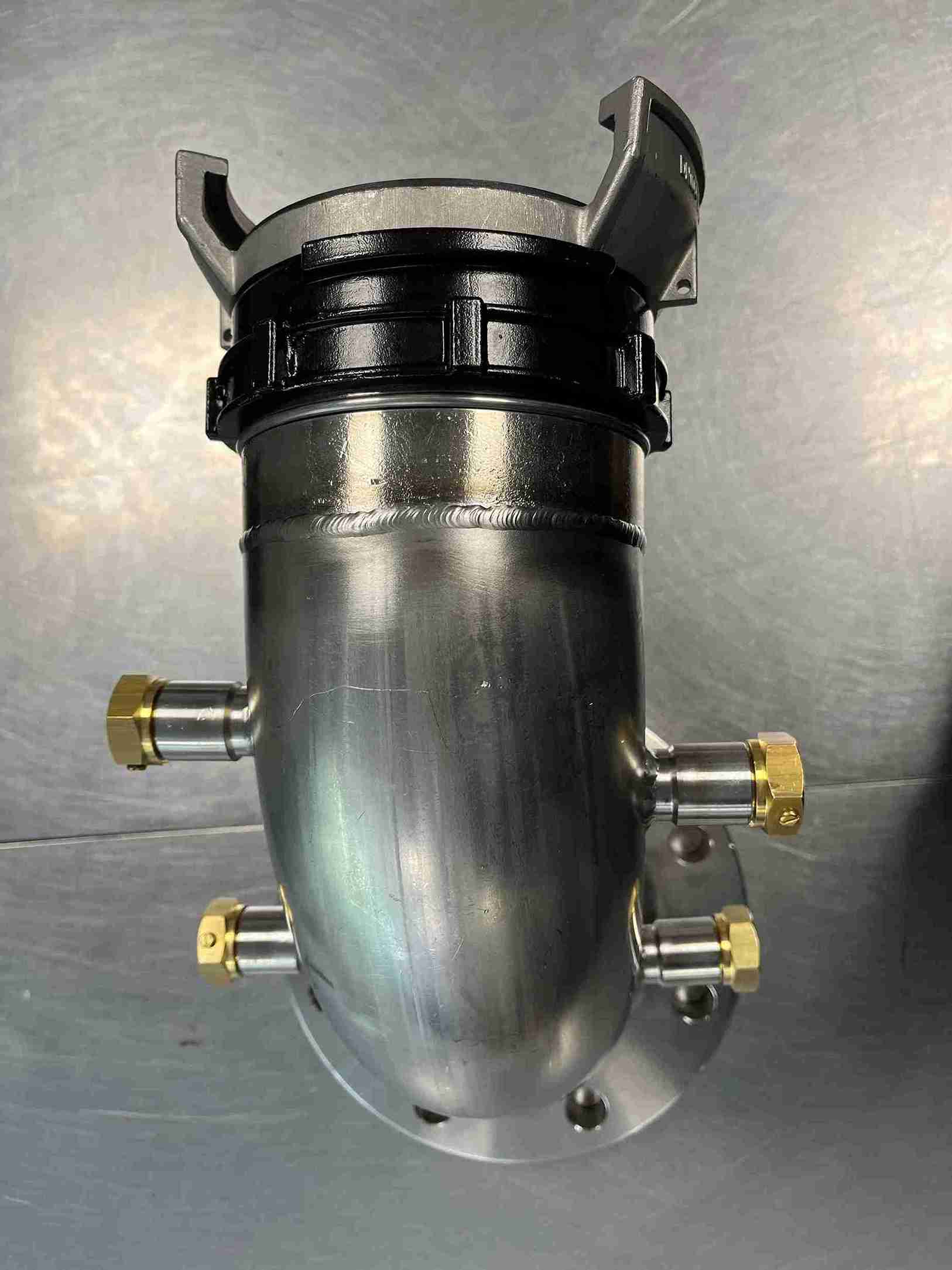 Coude inox avec doigt de gants et raccord tournant